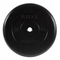 Диск обрезиненный d31мм MB Barbell Atlet 20кг черный MB-AtletB31-20