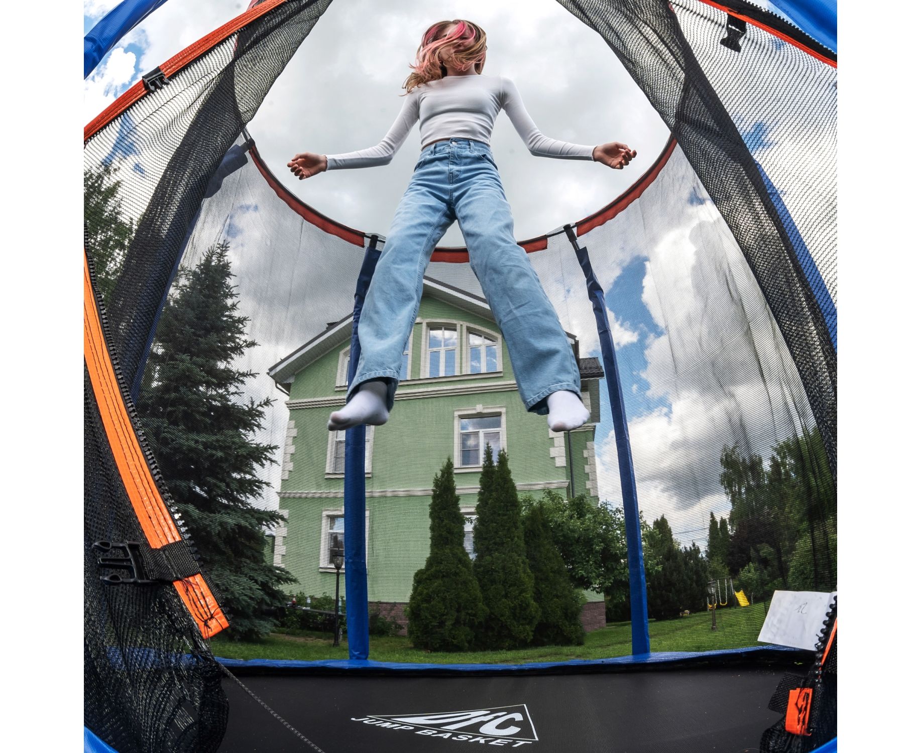 Батут DFC Jump Basket 14ft внутр.сетка, лестница (427cм) 14FT-JBSK-B 1834_1500