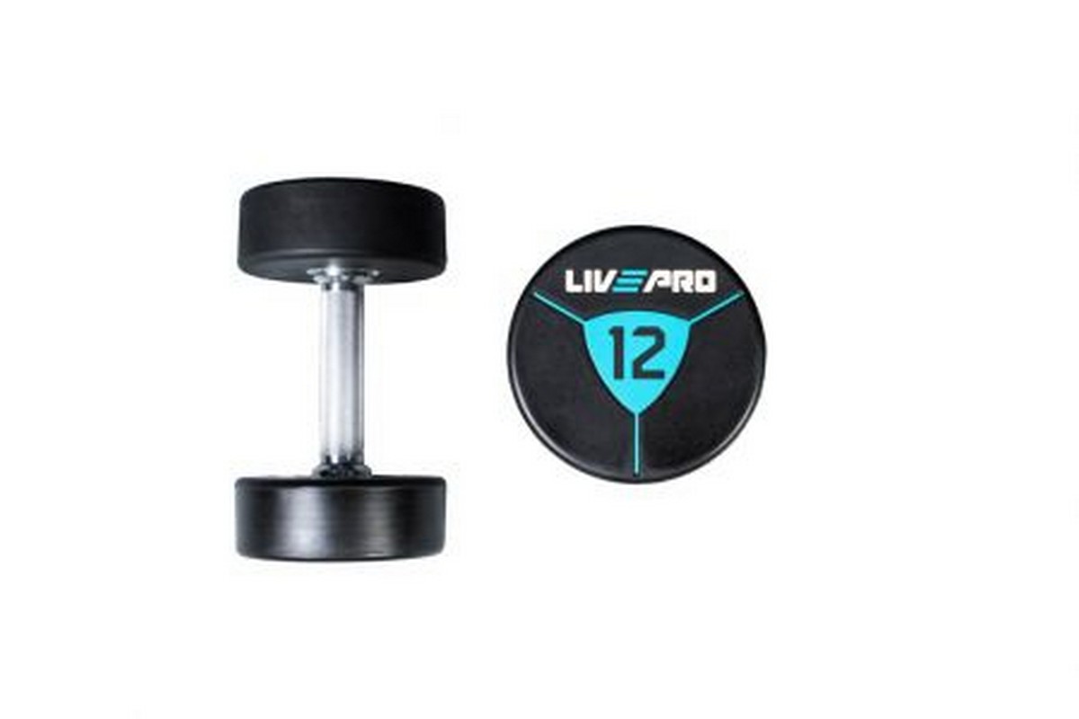 Гантели в уретане 38 кг Live Pro Premium Urethane Dumbbells LP8000-38 1200_800