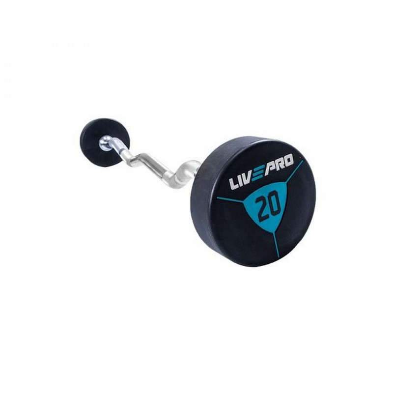 Фиксированная кривая штанга Live Pro Ez Curl Urethane Barbells LP8011-20 20кг 800_800