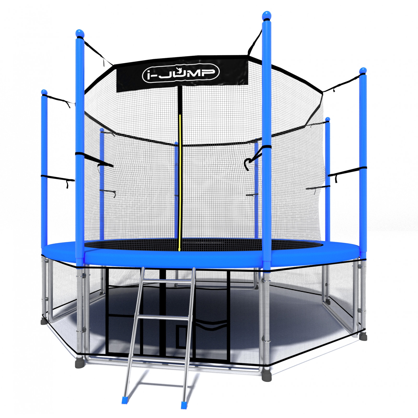 Батут i-Jump Classic Light 10ft с лестницей синий 1600_1600