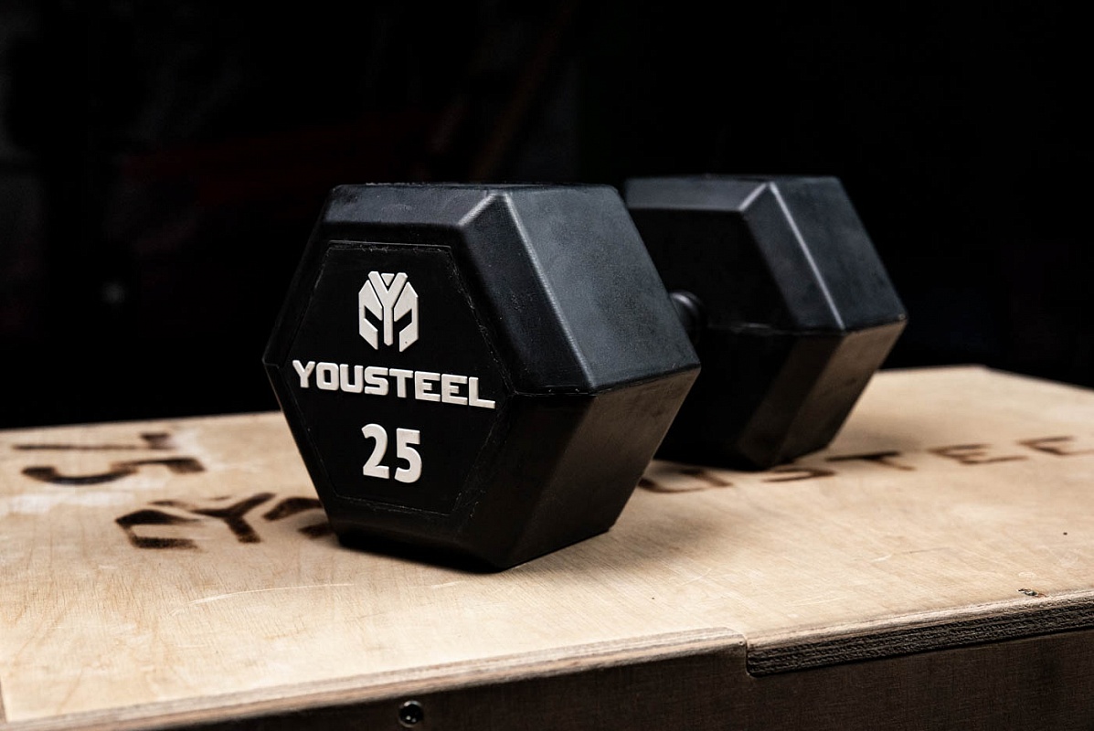 Гантель обрезиненная YouSteel HEX DB 20 кг 1197_800